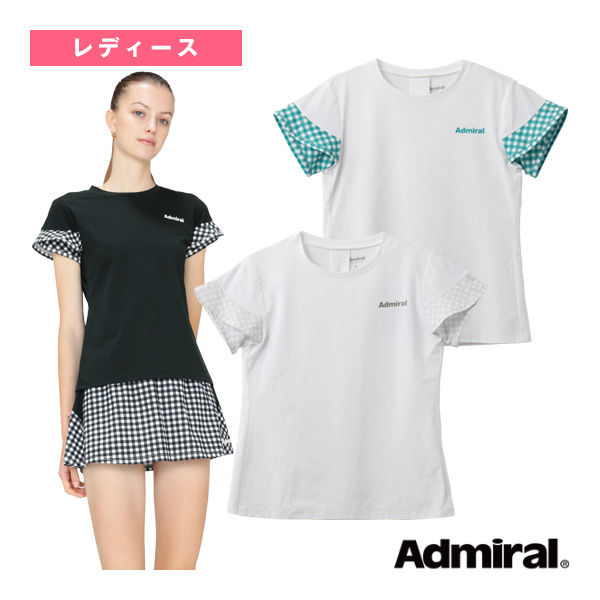 [アドミラル(Admiral) ウェア（レディース）]ギンガムチェッククロスフレアスリーブTシャツ／レディース（ATLA414）