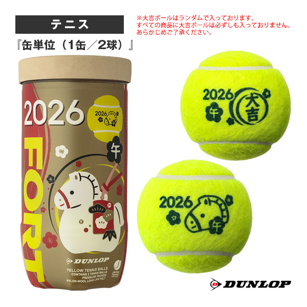[ダンロップ ボール ]2025年11月下旬【予約】FORT 2球入（フォート） 干支ボール 2026年午 『缶単位（1缶／2球）』　DFF26ETOYL2TIN