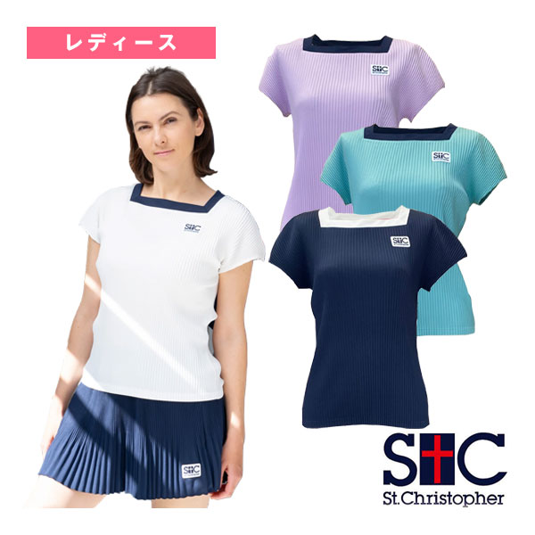 [セントクリストファー ウェア（レディース） ]クリスタルプリーツスクエアネックゲームシャツ レディース STC-BEW6503