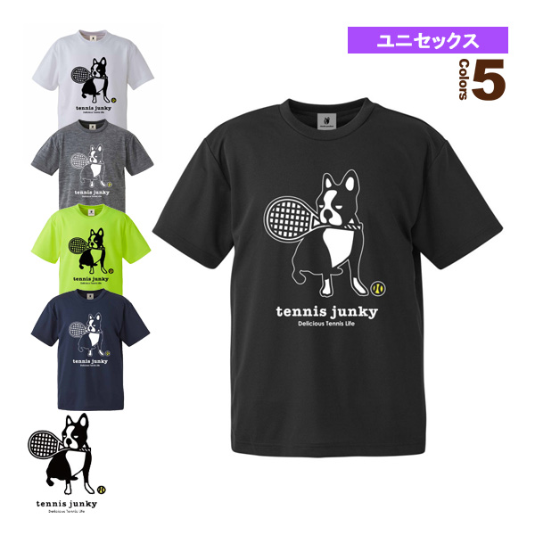 [テニスジャンキー ウェア（メンズ/ユニ）]テニス犬＋40／ドライTシャツ／ユニセックス（TJ19007）